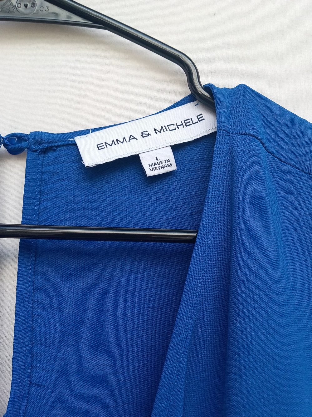 Emma & Michele Royal Blue Sleeveless Wrap Mini Romper with Ruffle Hem - Picture 3 of 5